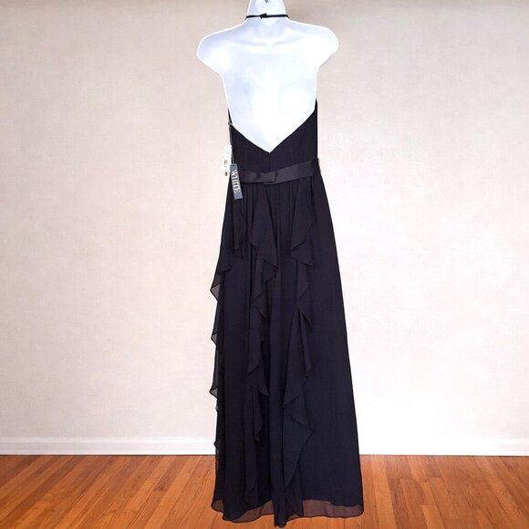 Vera Wang VW360326 Long Black Chiffon Halter Gown Size 4 Formal Evening Prom - Picture 3 of 6